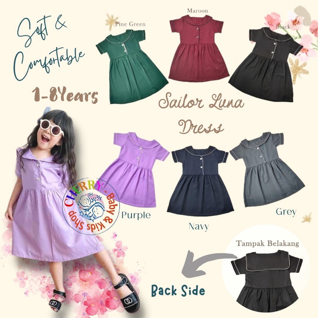 Sailor Luna Dress Anak 1-8 Tahun JK Labels Dress Lucu Anak Model Pelaut Size 1 - 8 Tahun by Kazel CBKS