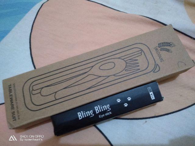 [ Gooddang ] Set Sendok Garpu Sumpit + Box Bahan Jerami Plastik - Paket Sendok Travel Wheat Straw