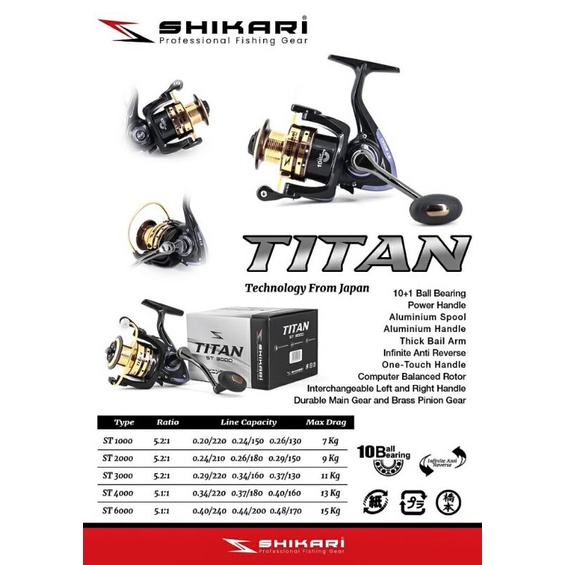 REEL SHIKARI TITAN ST POWER HANDLE 1000 2000 3000