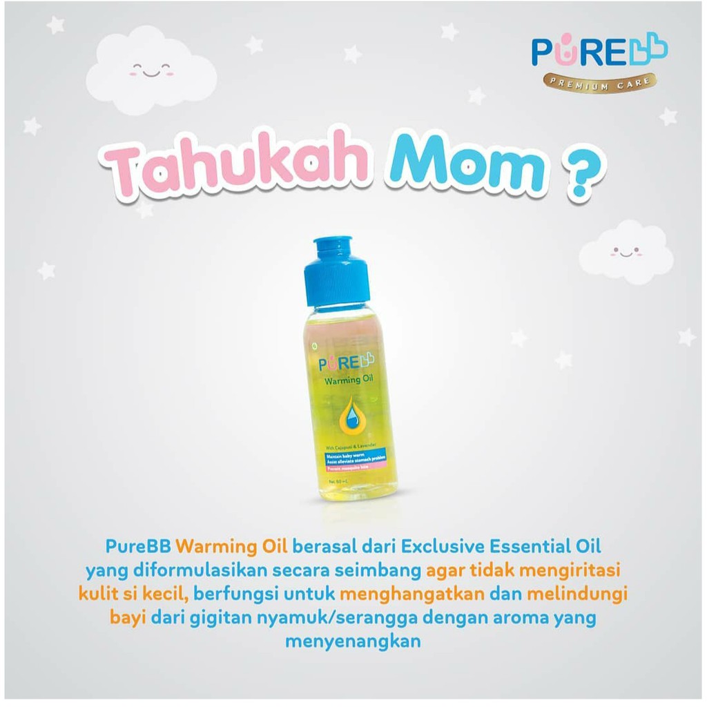 Pure BB Baby Warming Oil with Cajuputi dan Lavender 60ml Pure Baby Minyak Telon Bayi