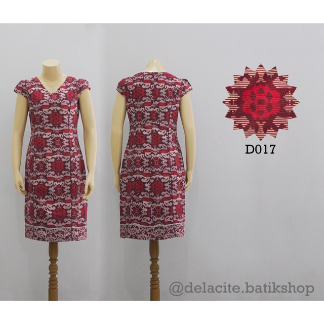 Batik Dress Atasan Wanita (Red Maroon Merah Tua 4)