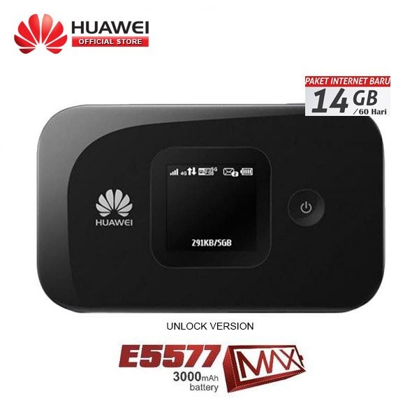 MIFI MODEM WIFI ROUTER 4G HUAWEI E5577 FREE TELKOMSEL 14GB 2BLN [MAX]