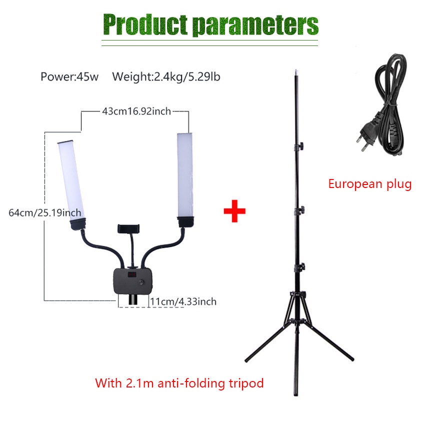 【Dengan Tripod 】Adjustable Live Streaming Vlogger Video LED dan Lampu LED Studio Foto-1
