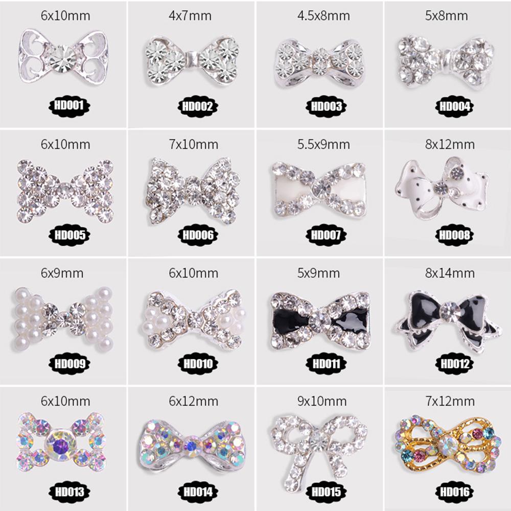 NEEDWAY Bow Nail Rhinestones Super Flash Shiny Charms Kristal Mutiara Kaca Batu DIY Nail Art Dekorasi