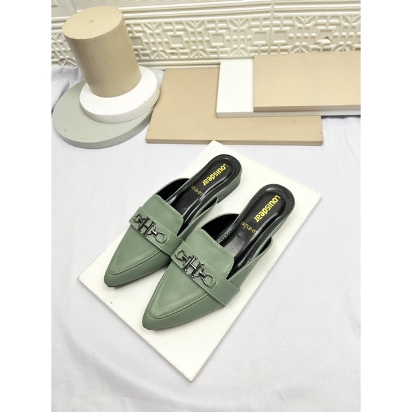 sendal flat shoes wanita terbaru pesta LOUISDEAR sendal flat bahan Dove B141