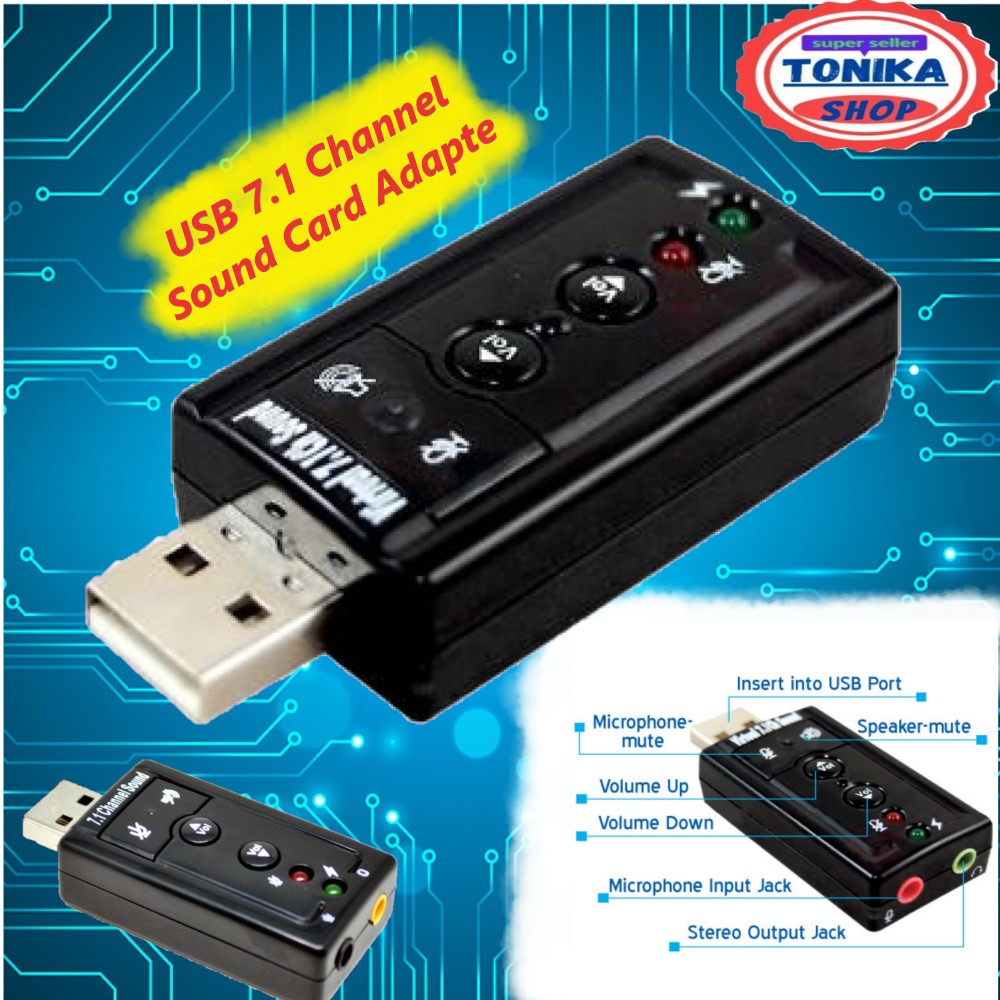 Taffware USB 7.1 Channel Sound Card Adapter Murah LED Indicator Microphone-input Jack - TC-03