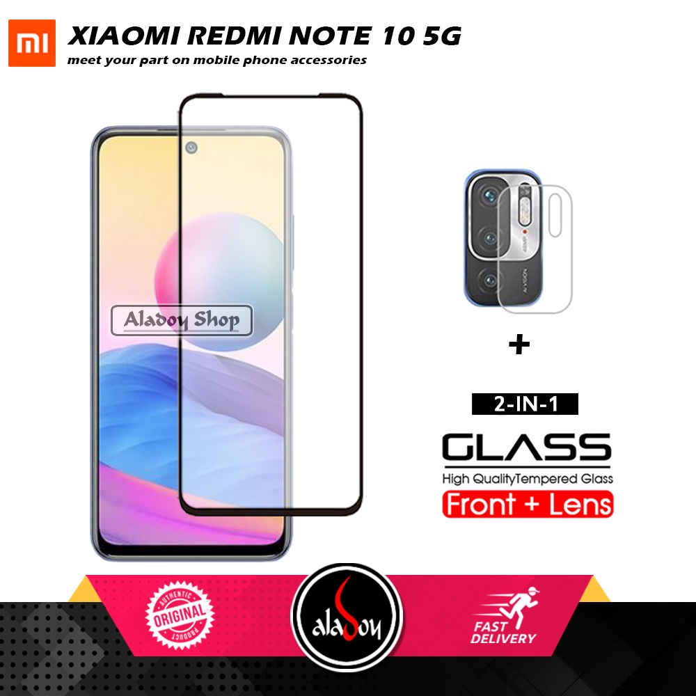 PAKET 2 IN 1 Tempered Glass Layar Xiaomi Readmi Note 10 5G ( 2021 ) Free Tempered Glass Camera