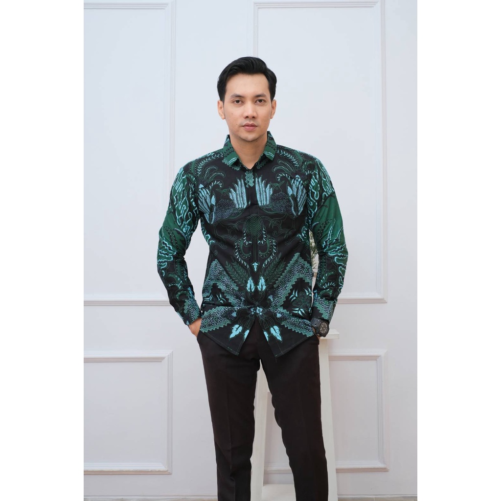 Batik pria modern slimfit Baju Batik Pria Lengan Panjang slim fit baju batik Slimfit pria premium baju seragam batik KJ 16