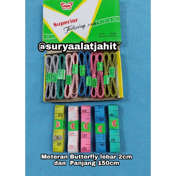 Meteran Butterfly 20mm/2cm, Panjang 150cm =rp.2.500/1pcs