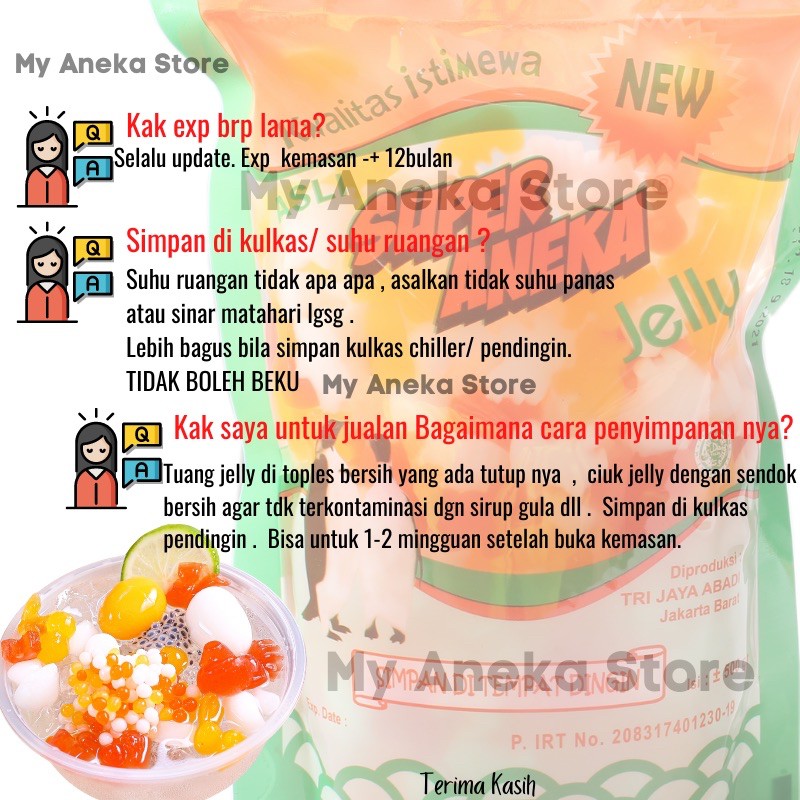 Jelly motif mie panjang kuning orange putih  “Super Aneka Jelly”