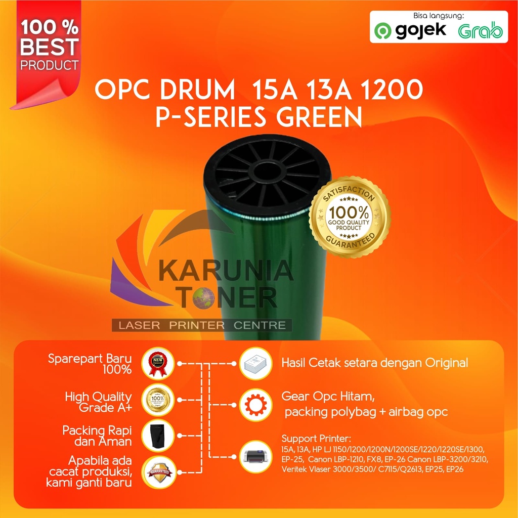 OPC DRUM P SERIES GREEN 13A 15A Laserjet 1000 1150 1200 1300 1220SE EP25 EP26