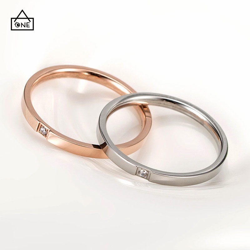 COD❤Cincin Wanita Sederhana Korea Hadiah Aksesoris Perhiasan Cincin Berlian Baja Titanium A one