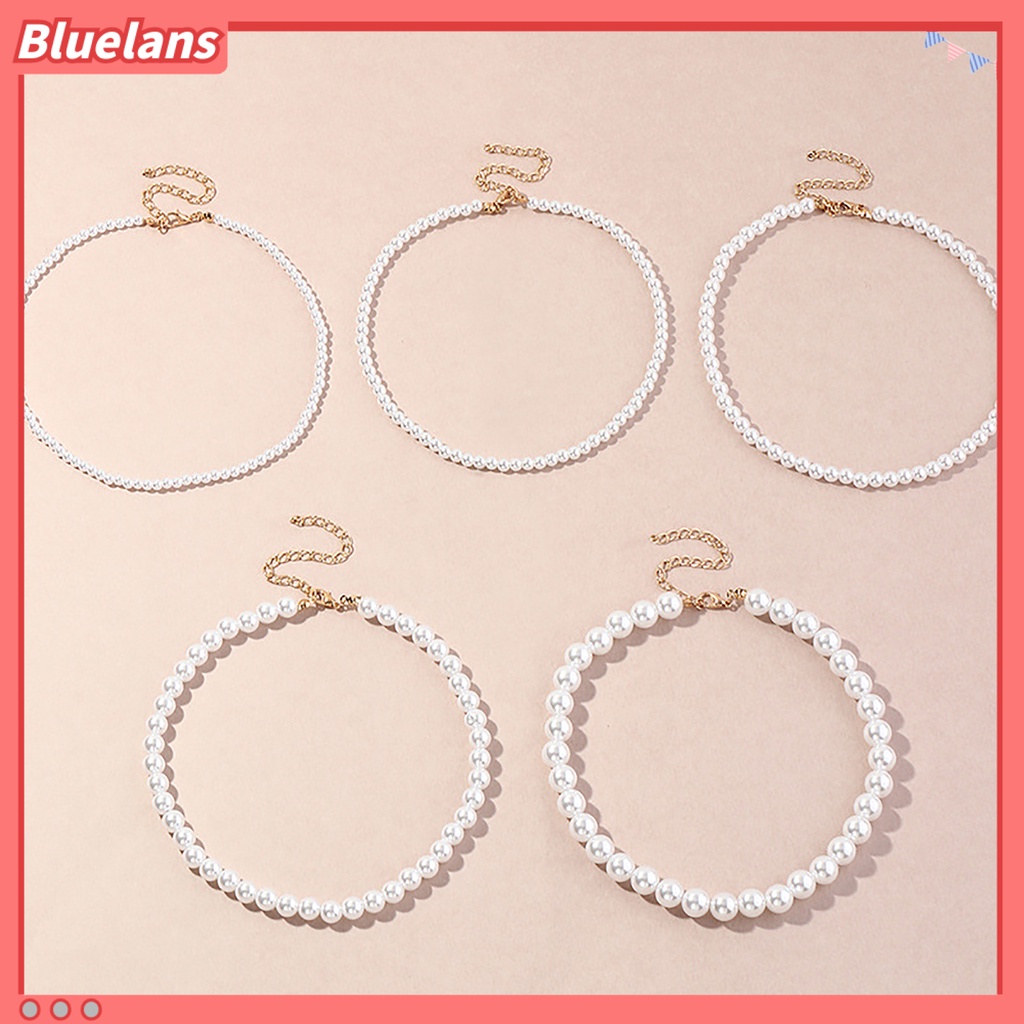Bluelans 1/5 Pcs Necklace Elegant Fine Workmanship Jewelry Faux Round Pearl Chocker Use