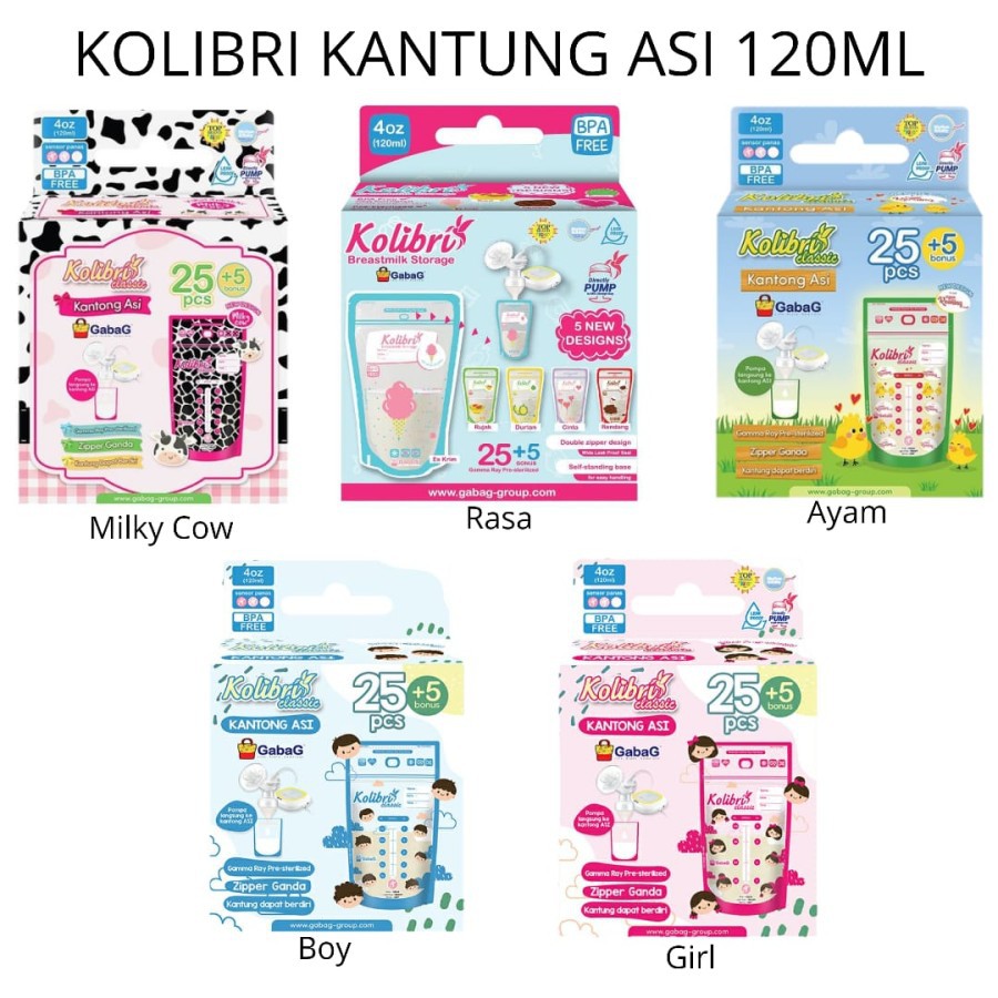 Gabag Kolibri Breast Milk Storage Bag Classic Boy Kantong ASI 120ml