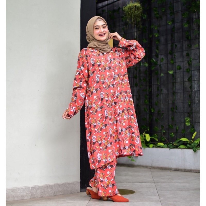 ONE SET RAYON TUNIK PIYAMA PREMIUM LILAC