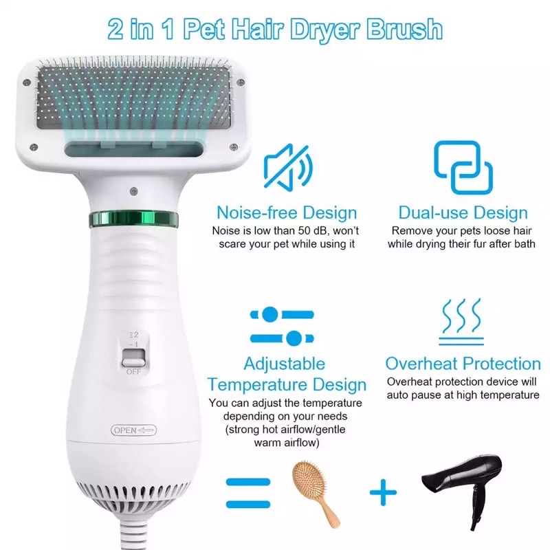 Sisir Blower anjing Kucing 2 / Pet comb Dryer 2 in 1