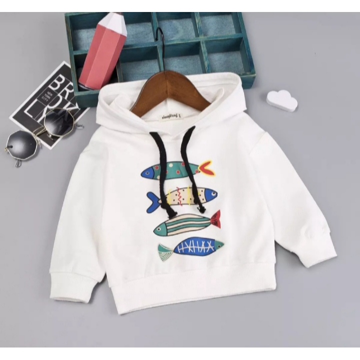 Zahra Atasan Anak Laki Laki Color Fish Bahan Fleece | Sweater Anak Kekinian Umur 1 - 5 Tahun