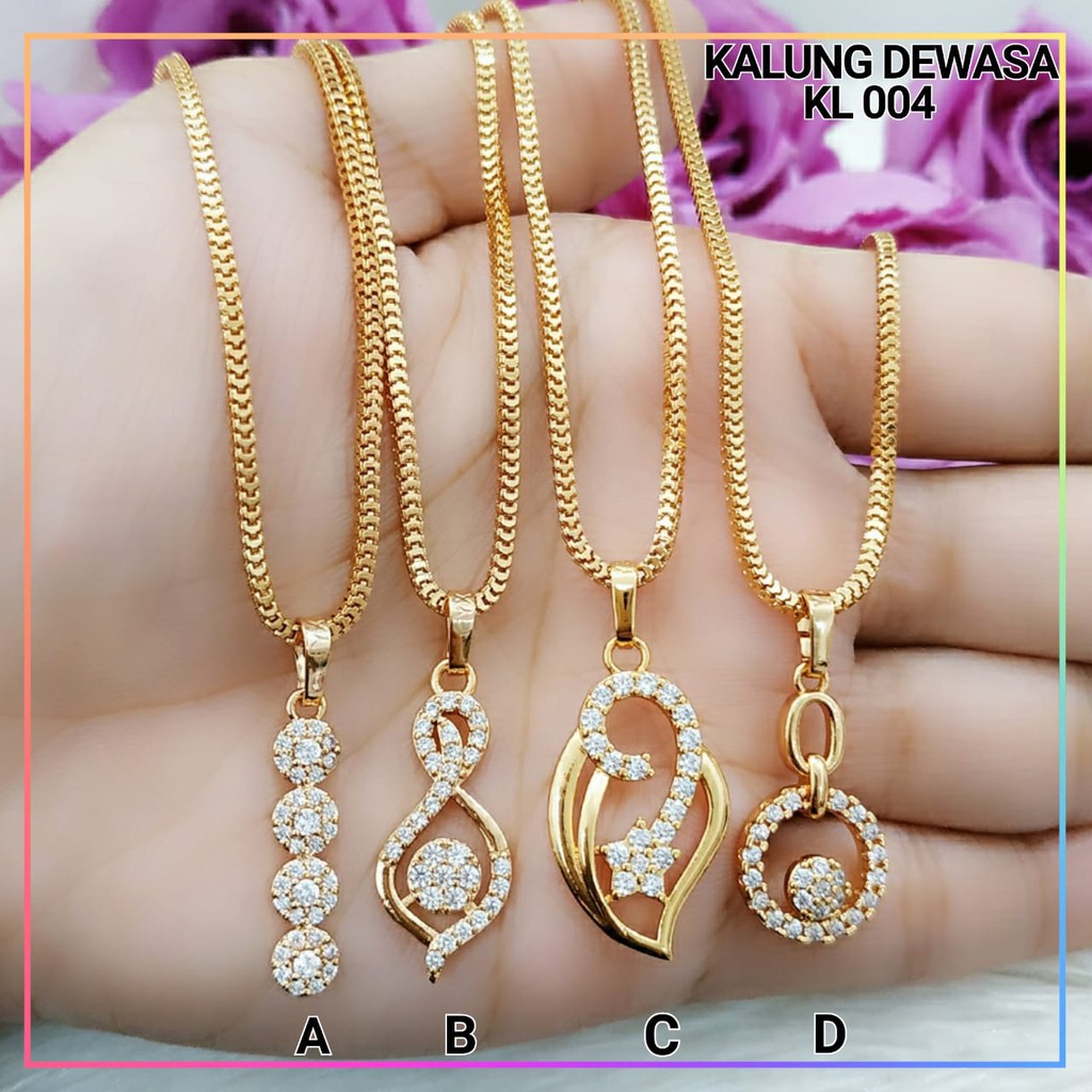 Kalung xuping kalung dewasa permata love rantai milano lapis emas gold KL 004