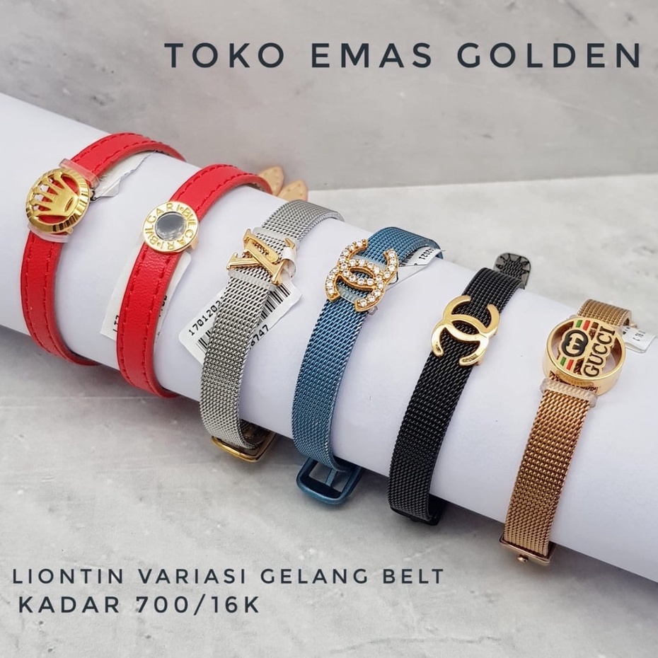 Liontin / Charm Inisial fashion untuk Gelang Belt Emas Tua Emas Asli kadar 700-16k (TIDAK TERMASUK BELT)