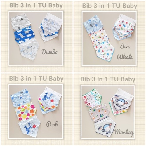 TU Baby Bibs Slaber Segitiga Celemek Bayi Isi 3 Pcs