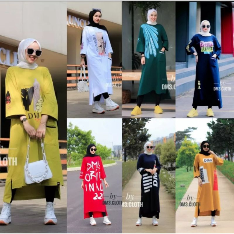 Long tunik kaos import kekinian