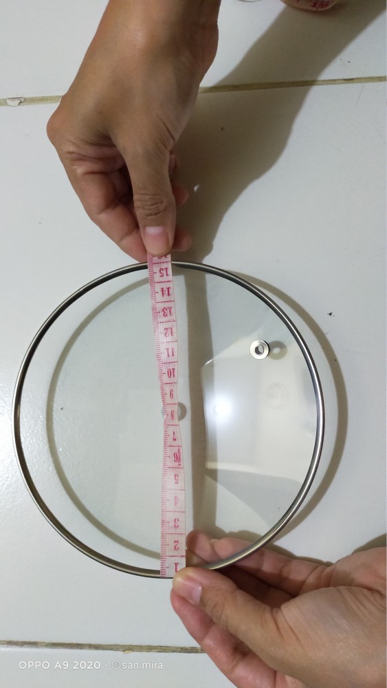 Tutup Panci Kaca Biasa/tanpa Kaki, Diameter Tutup +/- 15.2 Cm (16 Cm) + Knop Oval