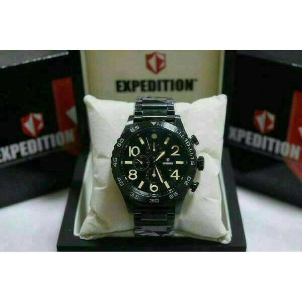 jam tangan expedition original E 6387M FULL HITAM ANGKA KUNING
