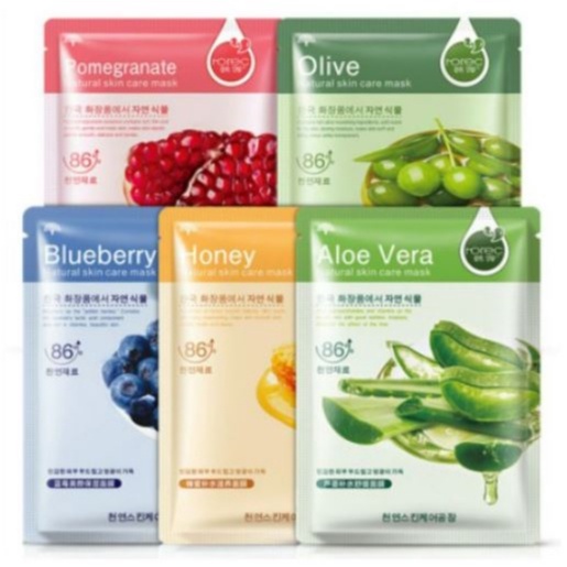 BPOM VEZE sheet mask masker wajah blueberry aloe vera pomegranate honey cucumber olive