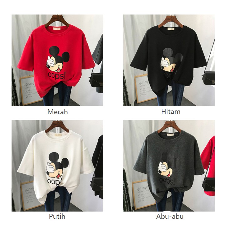 Kaos Korean Style Kaos Wanita Lengan Kaos Motif Mickey Mouse Motif Kartun Kaos Premium Kaos Murah