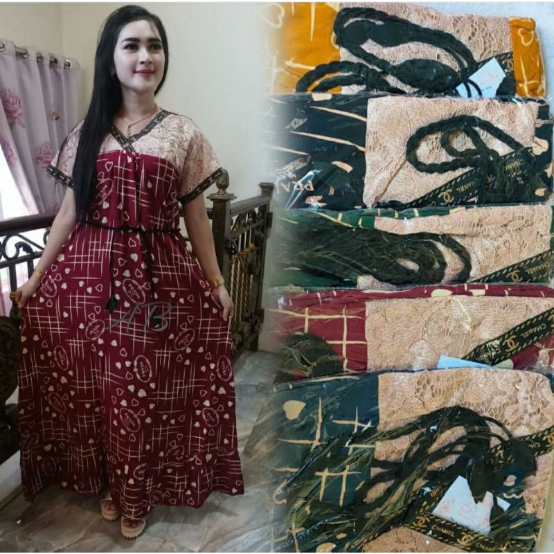 [Bisa Cod] Terbaru Daster Arab Terlaris || Dres Brokat Motif Love Free BELT / Pakaian Wanita Bhusui