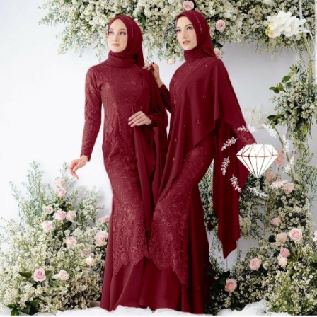 Baju Gamis Brukat Wanita Remaja Terbaru 2022 Edisi Lebaran Model Kekinian Trendy Duyung Brokat Mutia
