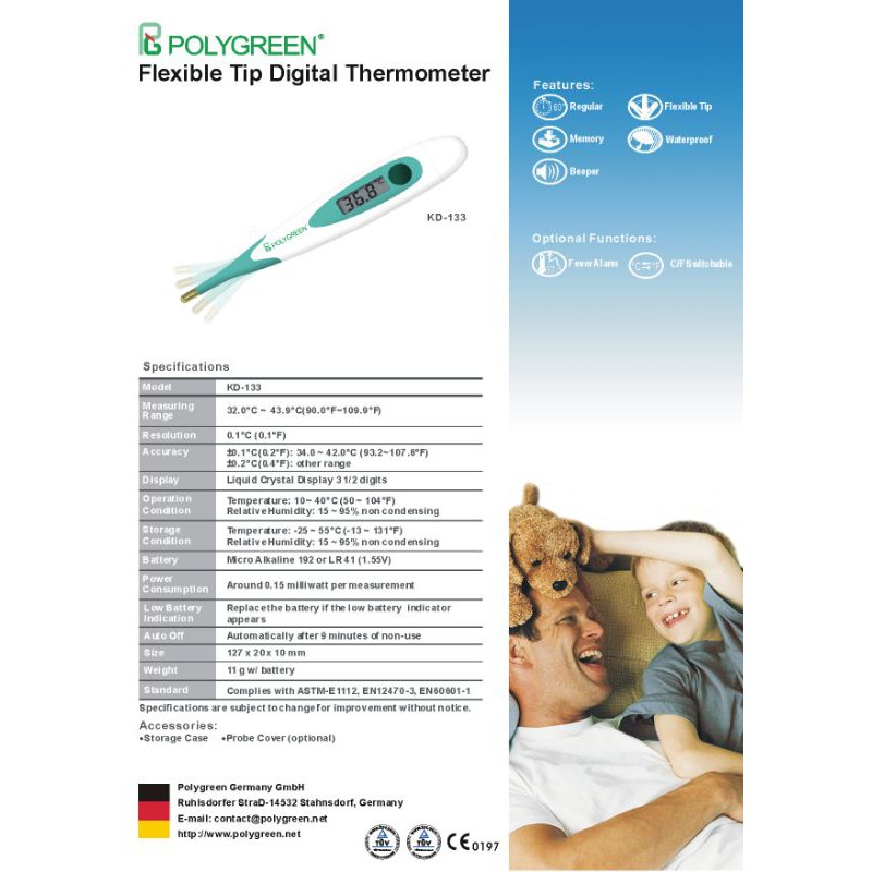 Thermometer Digital Flexible Original Polygreen KD-133 / Termometer Digital Polygreen KD133