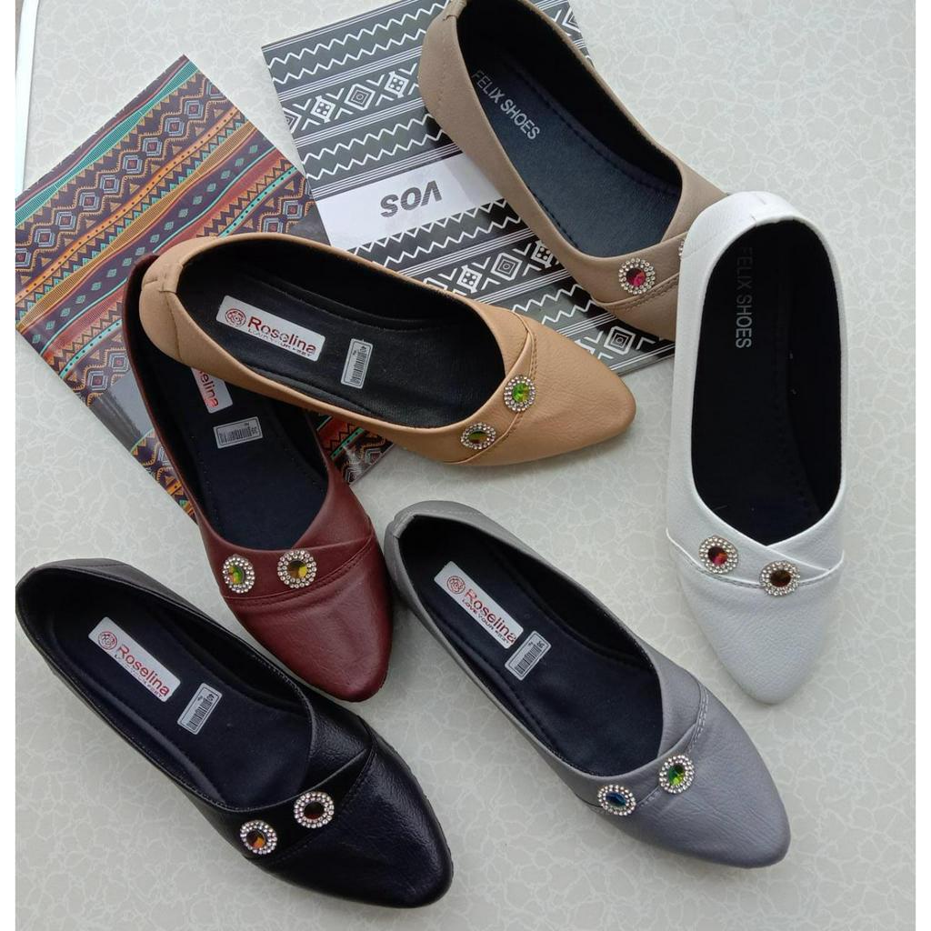 Jorda Flatshoes Sepatu Balet korean style Variasi dua mutiara cantik FF-05 2 MUTE