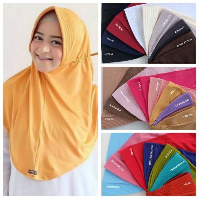 jilbab instan serut Jokowi/ jilbab polos tali serut Jersey jilbab murah