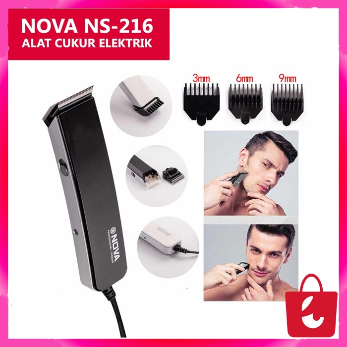 [Bisa di Cas Charger] Mesin Alat Cukur Rambut Kumis Jenggot dan Bulu Ketiak Nova NS 216 Recharger