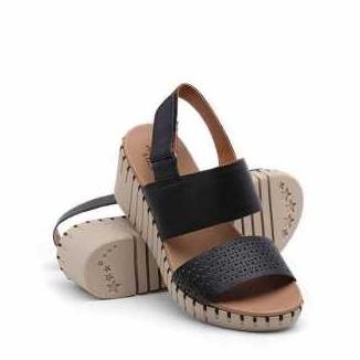 [ORI] WEDGES WANITA SKECHERS WOMENS CALI PIER AVE BLACK 41230/BLK DISKON