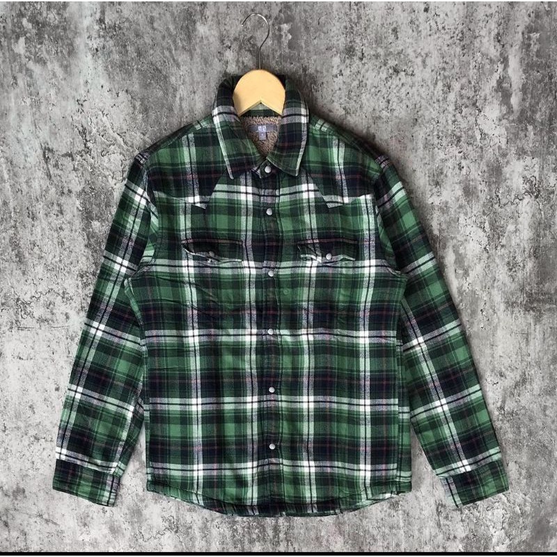 flanel uniqlo sherpa second