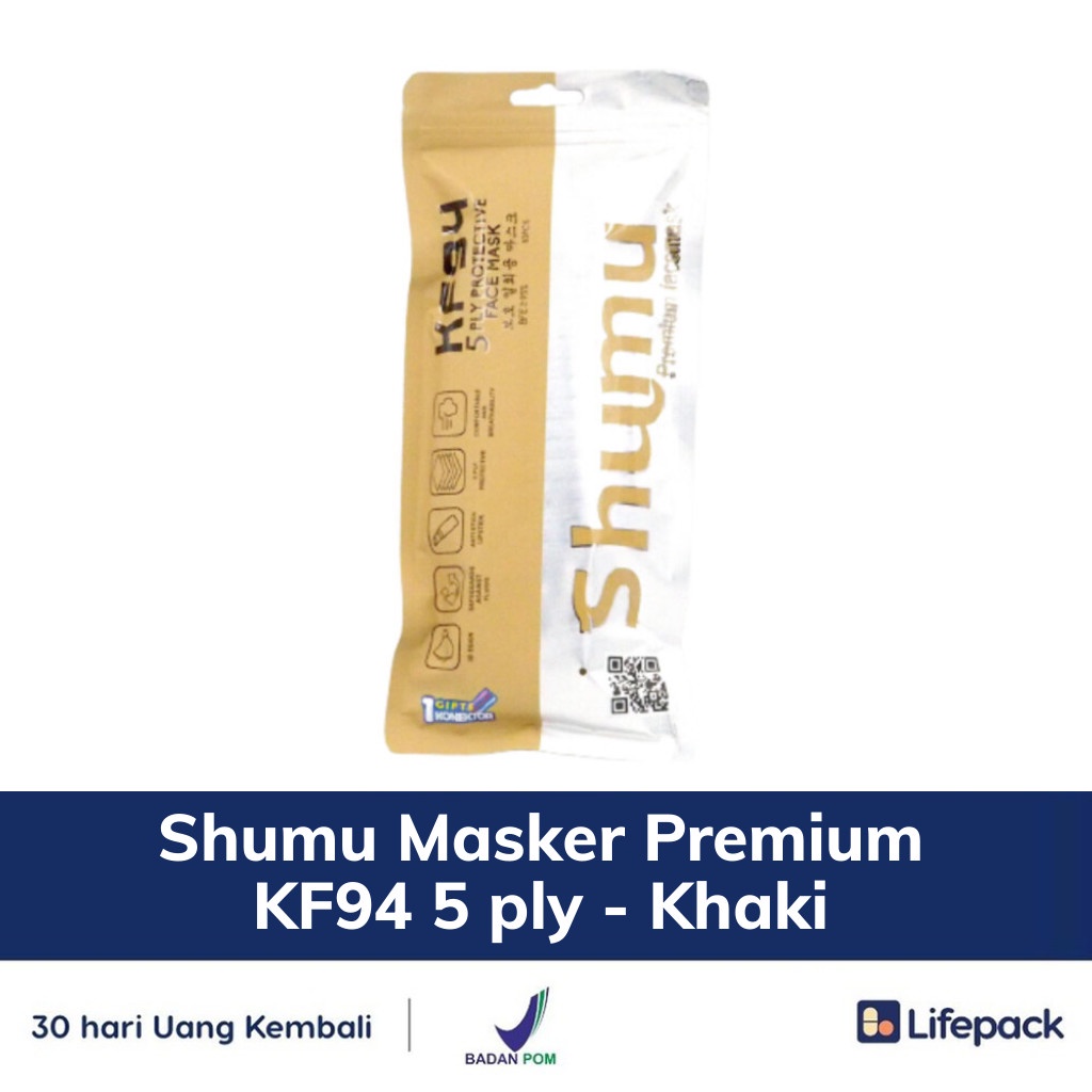 Shumu Masker Premium KF94 5 ply - Masker Pelindung Debu, Bakteri, dan Virus - LIFEPACK-Khaki