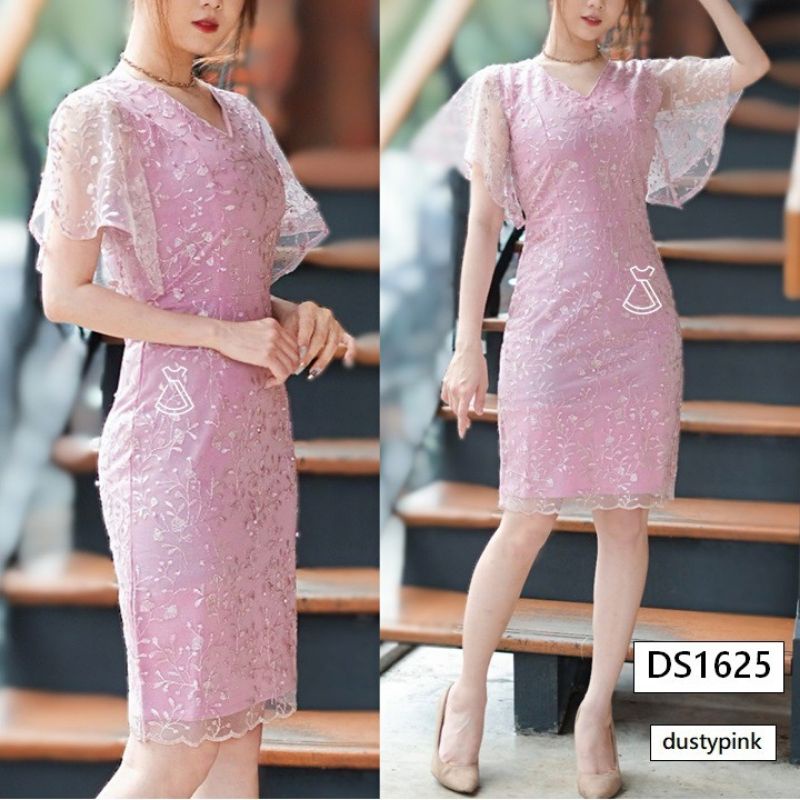 DS1625 (DRESS FULL TILE)/DRESS PESTA/MINI DRESS/PARTY DRESS/BISA SERAGAM/BAJU KONDANGAN/DRESS JUMBO