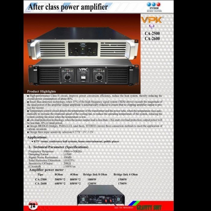 Power Amplifier Vpk Ca2500 Ca2600 Harga Beda Ya Ampli Ca 2600 1200Watt Ca 2500 1000Watt ( Bayar Dite