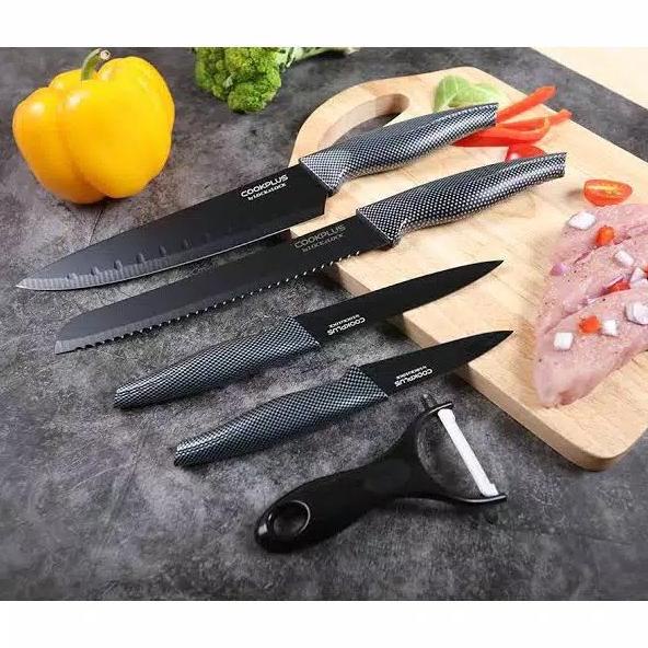 PISAU SET / KNIFE SET BLACK LOCK & LOCK ISI 5 Pisau LOCK N LOCK