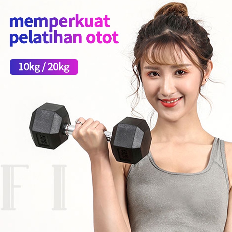 【Spot barang】Dumbbell set peralatan fitness  hexagonal dumbell 5kg dengan perlindungan lingkungan