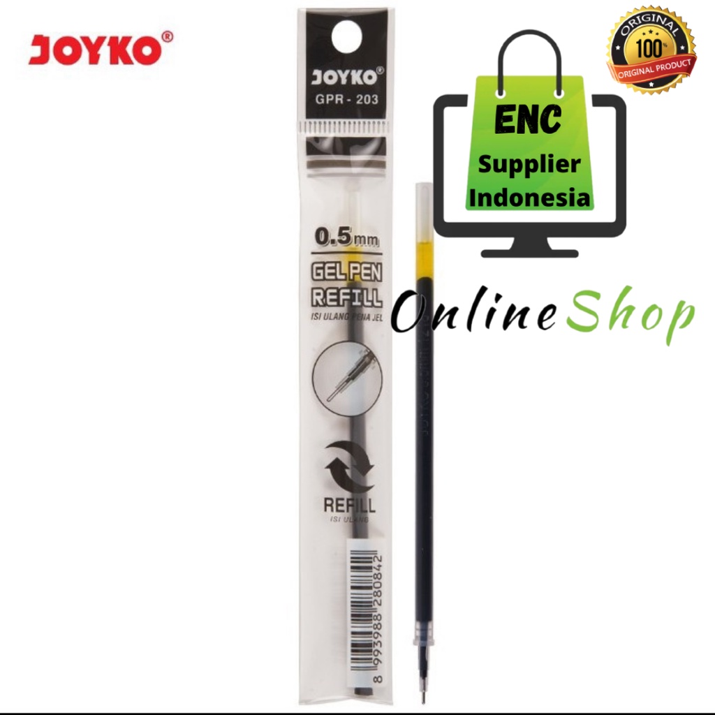 

joyko 6 buah isi pen joyko gel pen refiil GPR-203 ulang tinta bolpen refill 0.5mm per 6 pcs - enc.sup