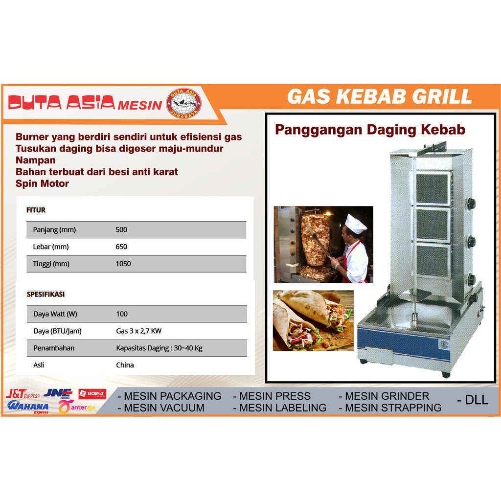 MESIN PEMANGGANG DAGING KEBAB/ GAS KEBAB GRILL