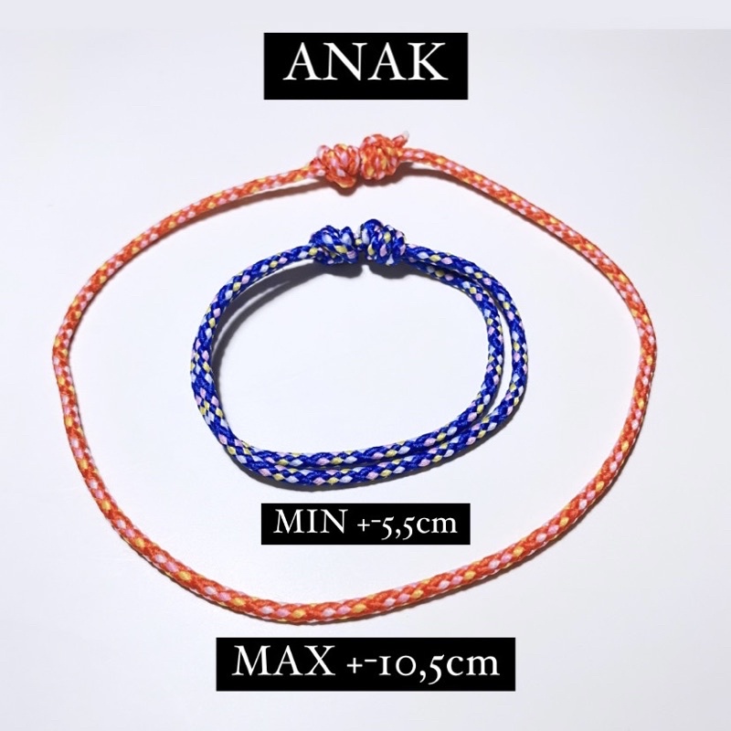 CUSTOM Gelang tali prusik polos anak dan dewasa