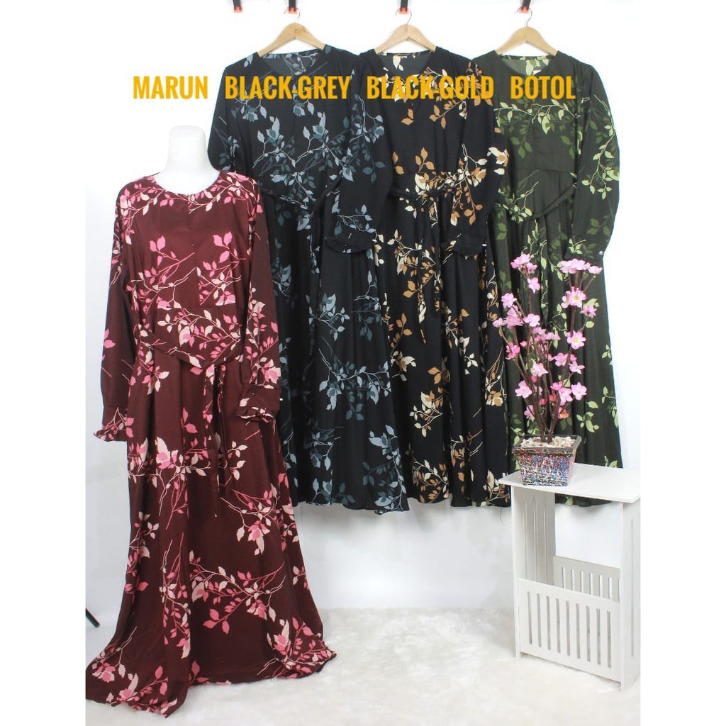 Cod bayar ditempat Gamis monalisa SILMA motif daun motif busana muslimah homeydress