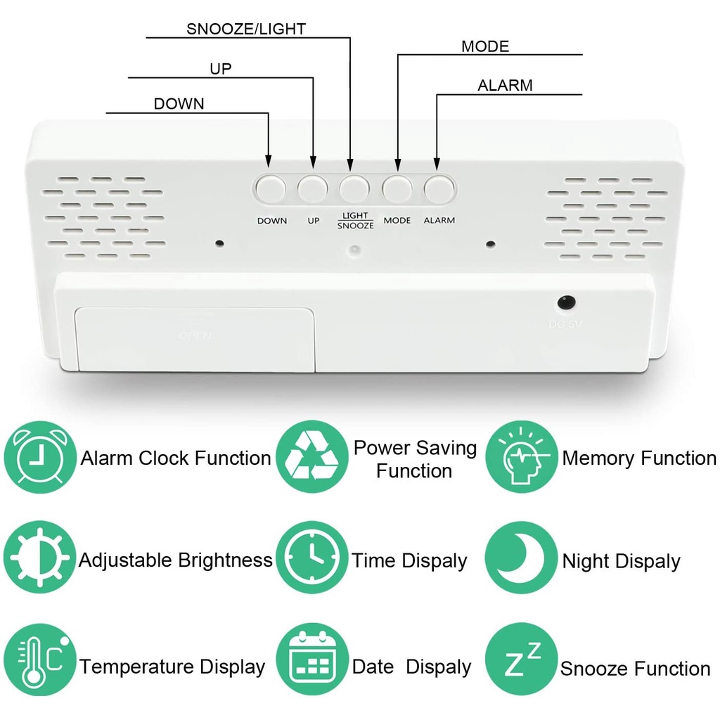 Jam Meja Digital Led Weker Table Tidur Digital Alarm Clock GH-0712L 3D Modern Snooze Mode Kecerahan