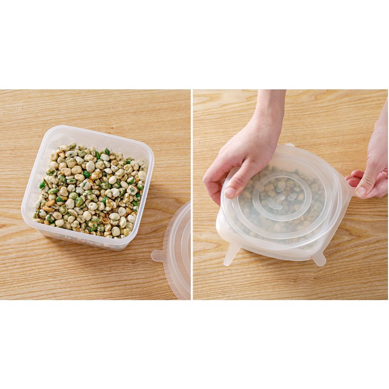 AS1912  Cover Tutup Mangkok Silikon Anti Tumpah 6 in 1 Stretch Food Cover Silicone Mangkok Gelas