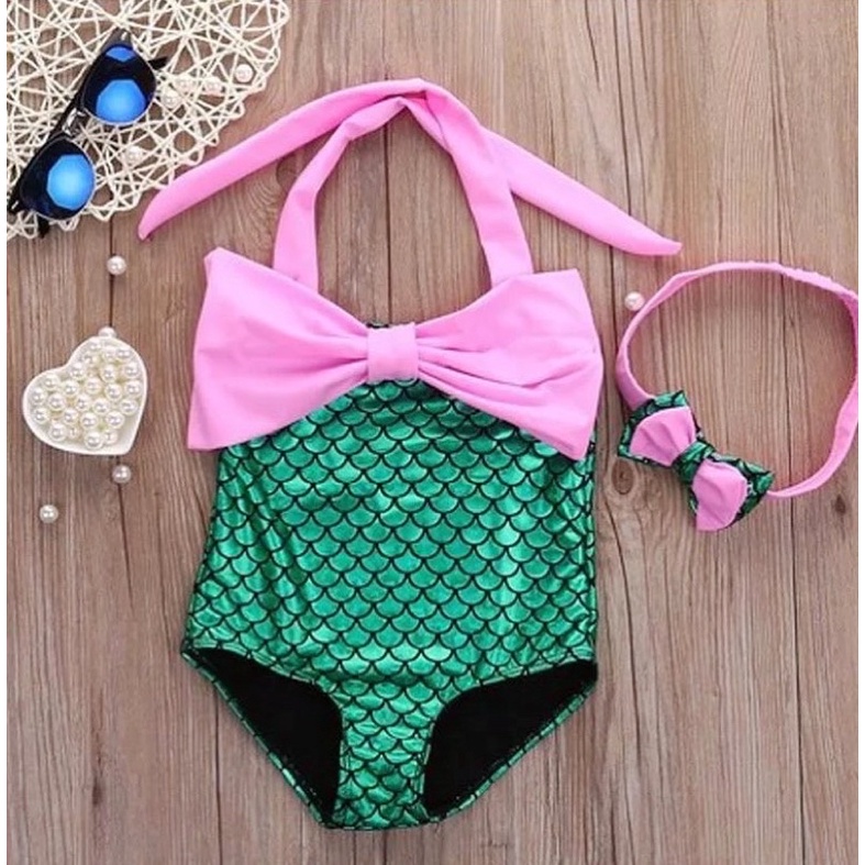 Mermaid Swimsuit set  | Baju Renang Anak Putri Duyung Dengan Bandana