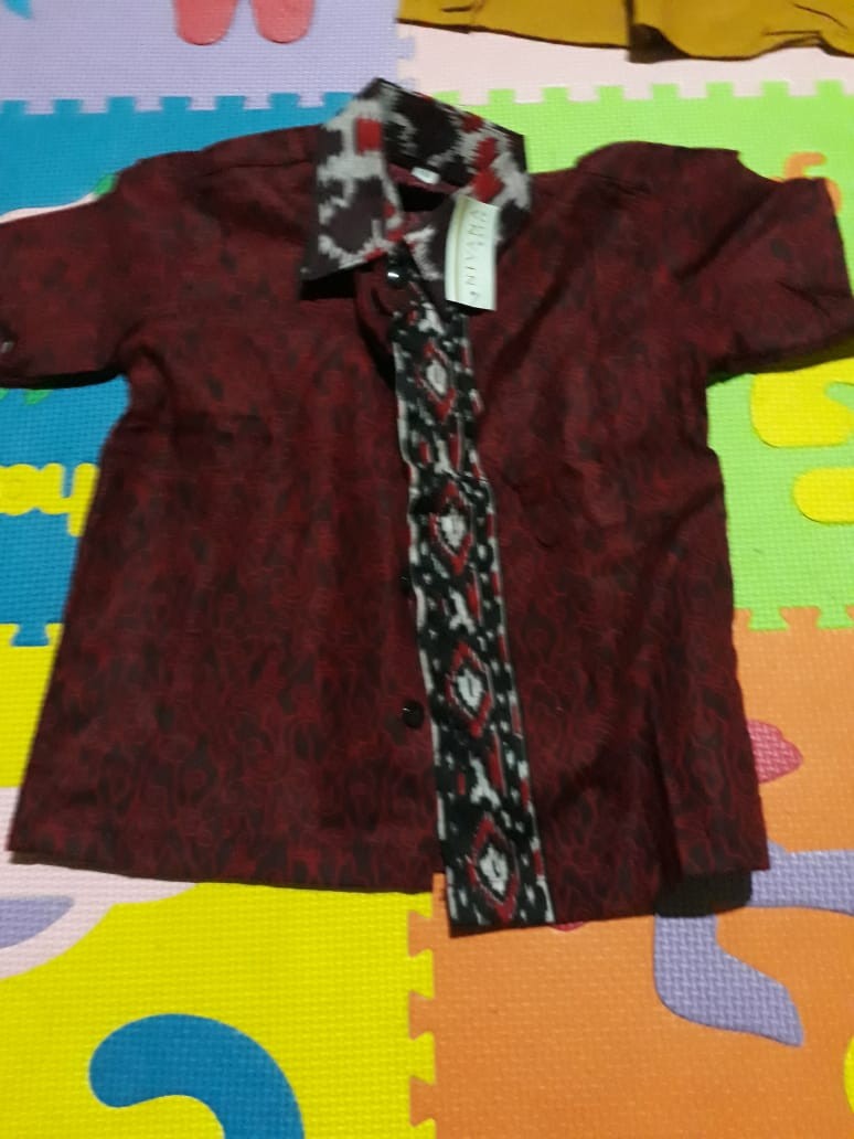 Nivana Batik Anak Kemeja Mega Mendung Biru, Merah Marun, & Hijau Botol